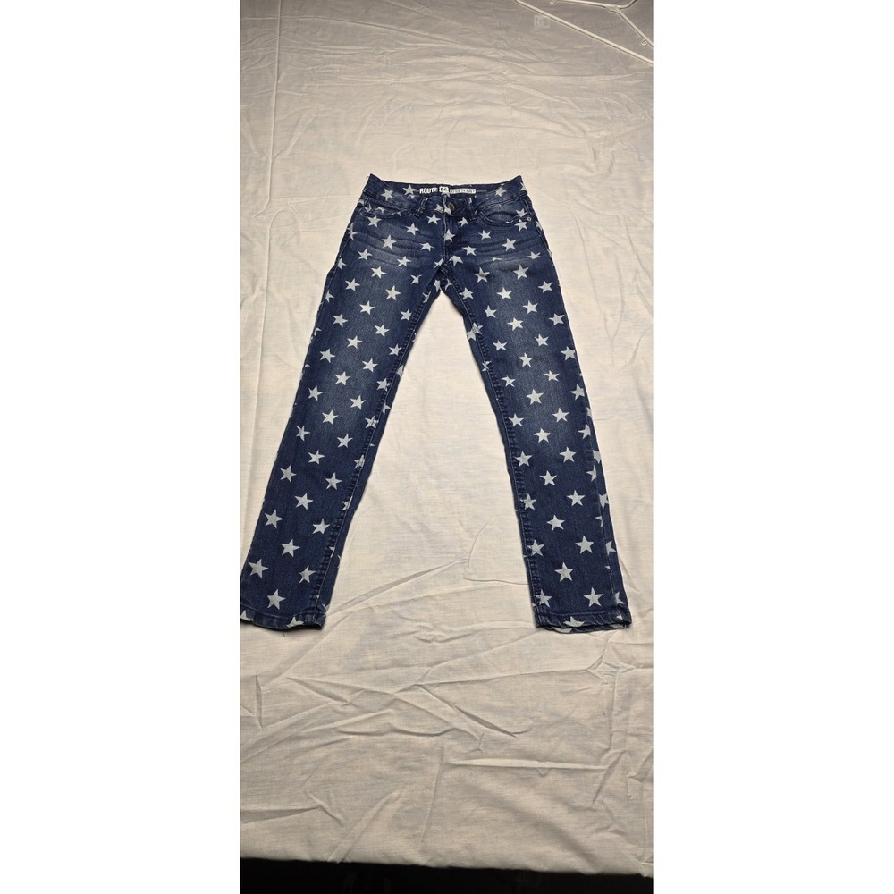 Route 66(kmart) Blue Demin Skinny Jeans With Star Design Size 10